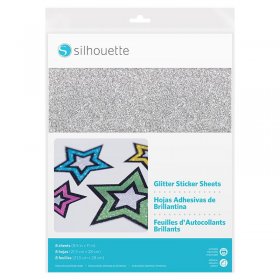 Glitter (Silver) Inkjet or laserjet Printable STICKER 8 SHEETS